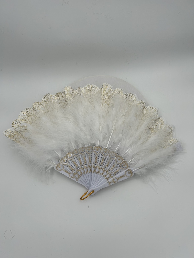 Années 20 - Eventail plumes blanc - A1272