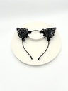 Serre-tête oreilles de chat noir dentelle Num 2 - A1283