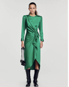 SANDRO - Robe Midi verte satin - T38 - C03427