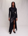 MAJE - Robe longue noire sequins  - C03438