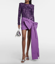 ROTATE - Robe Mini sequins noeud mauve-T36- C03477