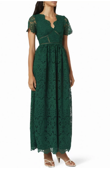 SELF-PORTRAIT - Robe Maxi verte brodée - T38 - C03489