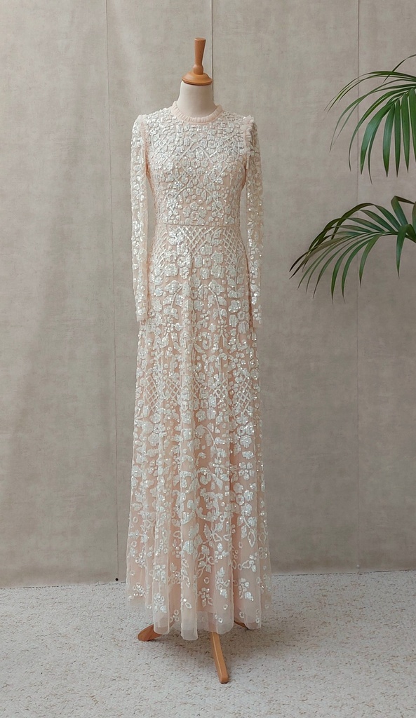 NEEDLE & THREAD - Robe Maxi sequins blancs - T38 - C03522