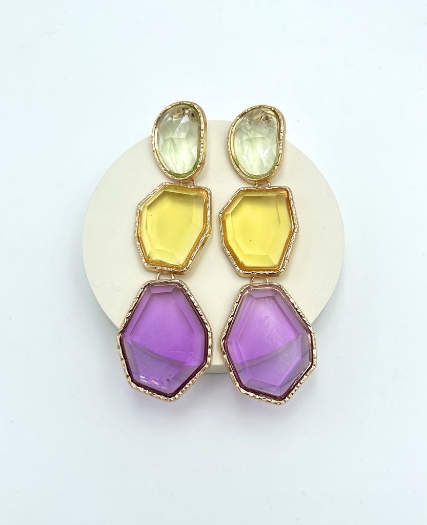 LOC - Boucles D'oreilles pierres multicolores - Bijoux - A1355