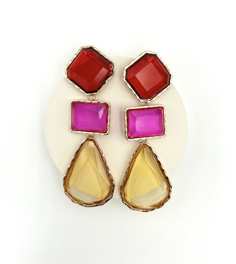 LOC - Boucles D'oreilles pierres multicolores - Bijoux - A1356
