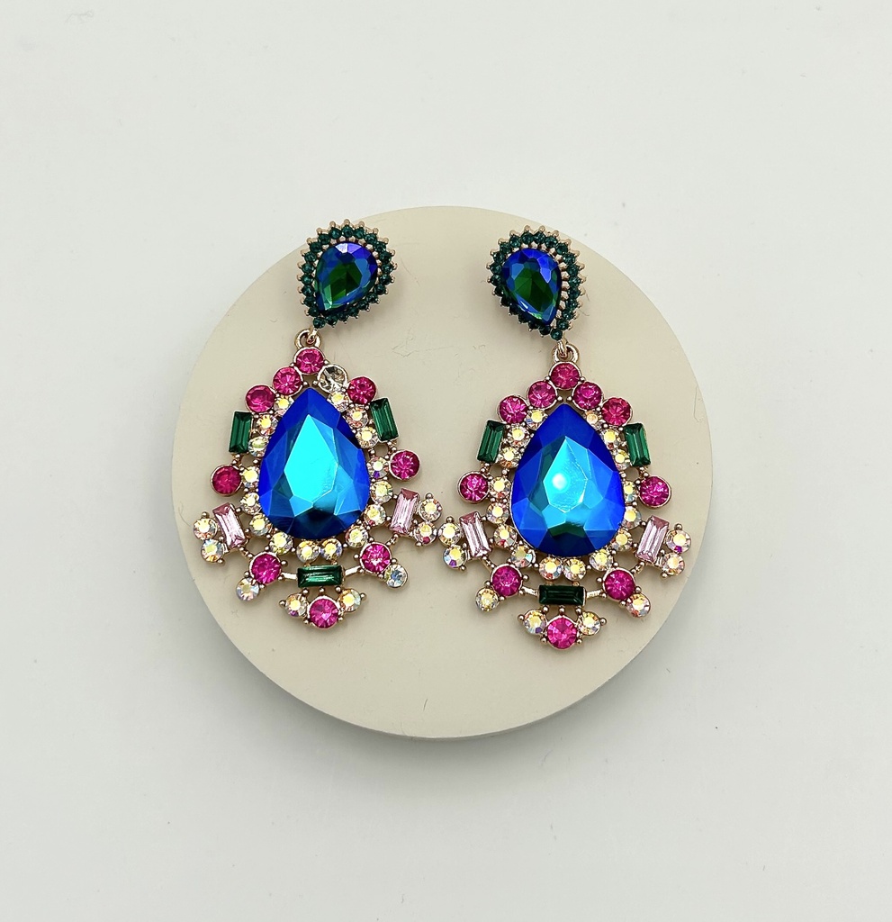 Boucles D'oreilles pierres multicolores - Bijoux - A1359
