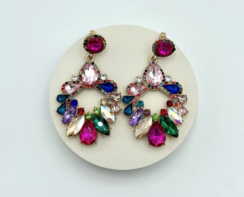 LOC - Boucles D'oreilles pierres multicolores - Bijoux - A1360