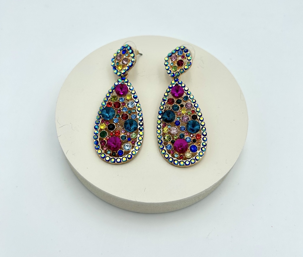 Boucles D'oreilles pierres multicolores - Bijoux - A1361