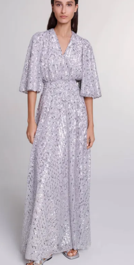 MAJE - Robe Maxi argent - T40 - C03551