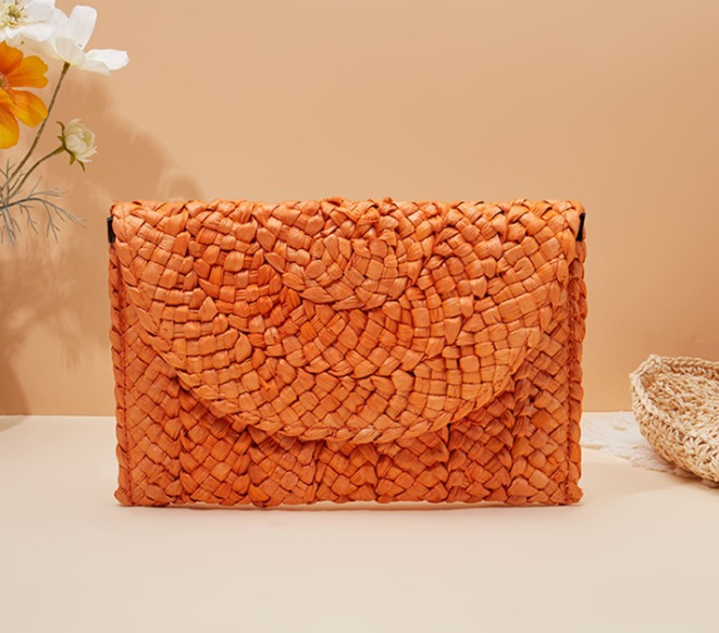Sac orange effet osier- A1377