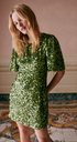 SEZANE - Robe Mini sequins verts - T44 - C03603