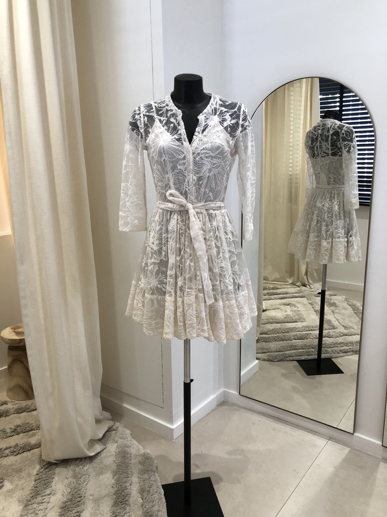 MAJE Robe en tulle blanc cassé Rayani - 1112