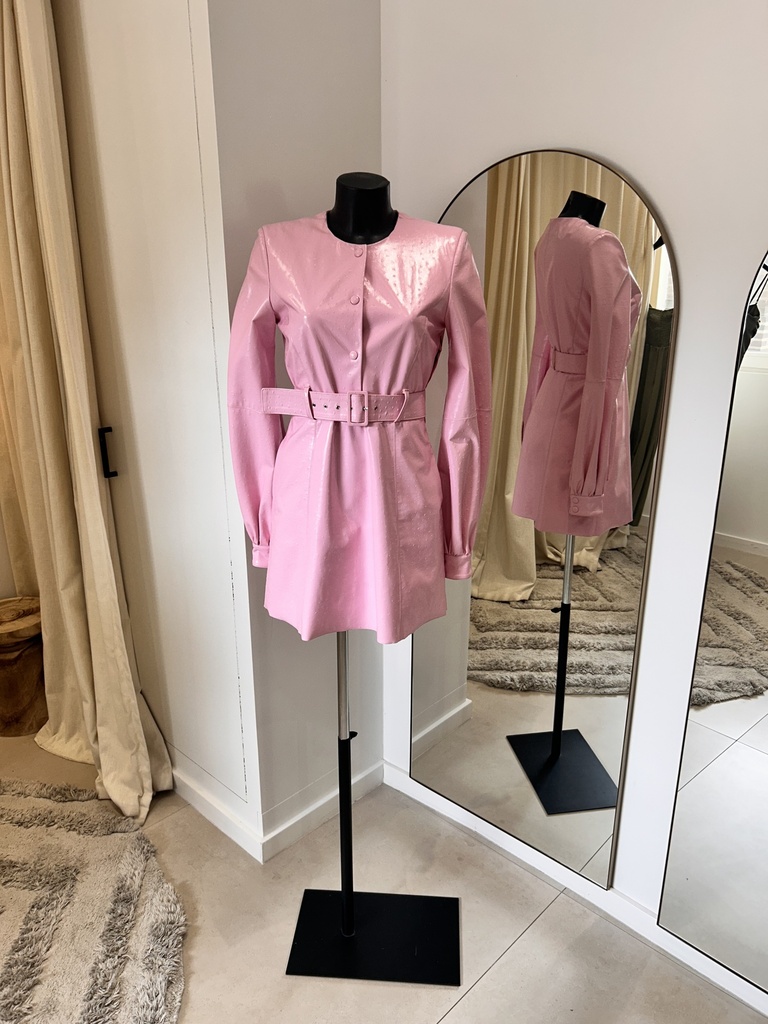 MSGM Robe rose cuir autruche - 1139