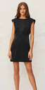 BASH Robe noire épaulettes en soie - 1332