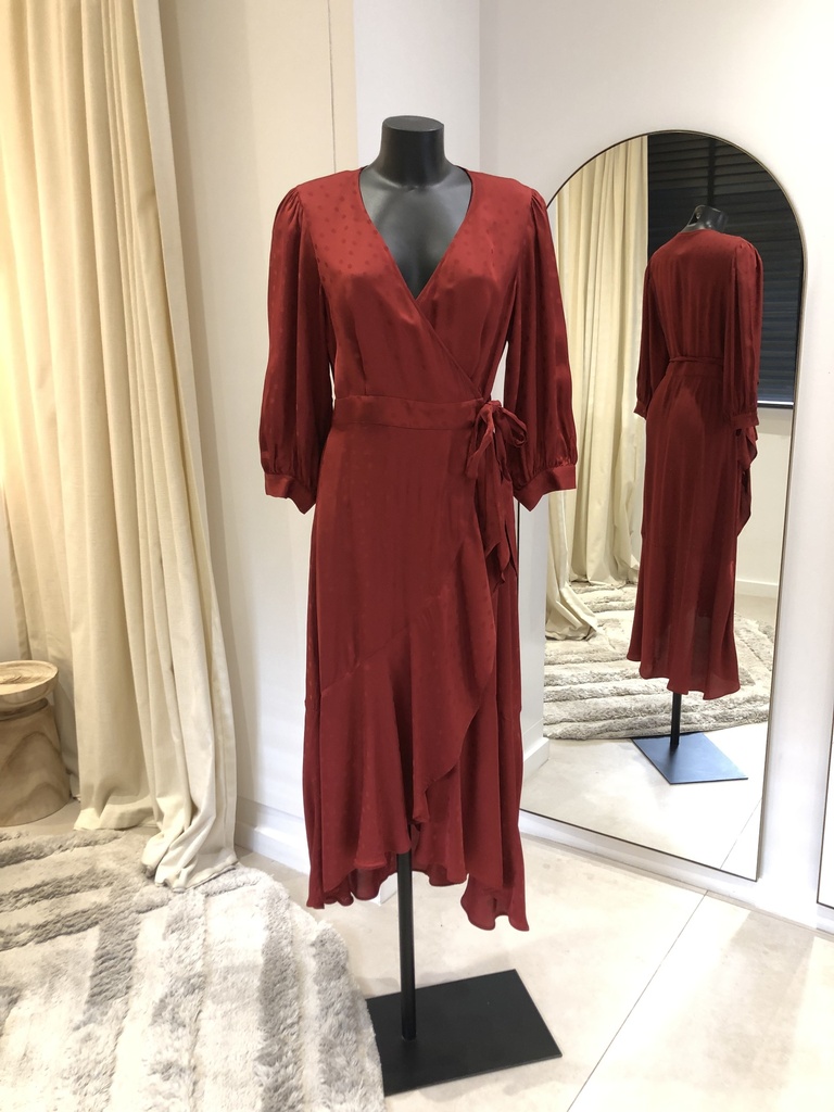 MAX MARA Robe porte-feuille petit pois bordeau - 1340