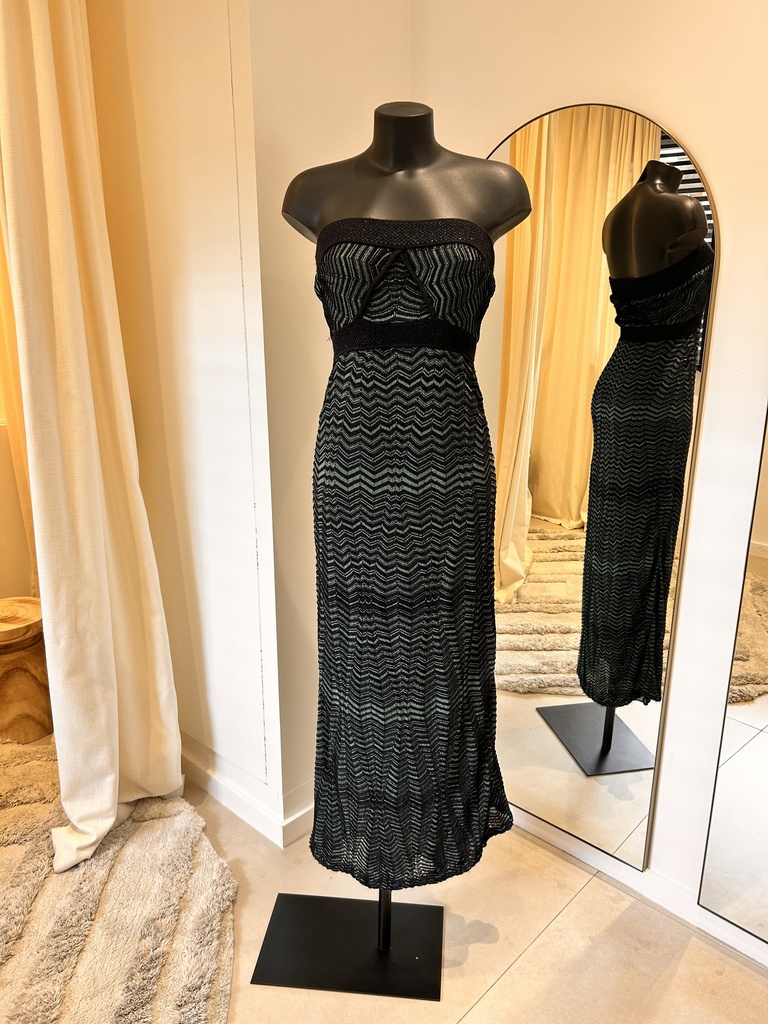 MISSONI Robe bustier verte/noire - 1353
