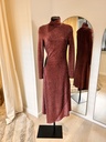 MIRAE PARIS Robe col roulé paillette rose gold - 1373