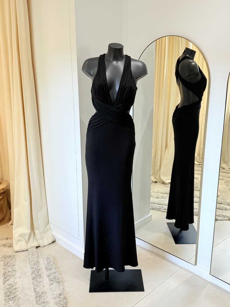 Katie May Longue robe noire cut-out - 1500