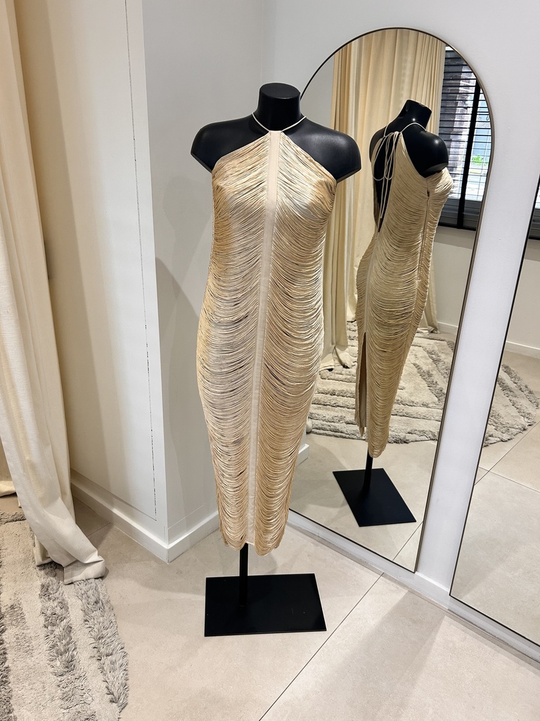 ASOS DESIGN Robe beige franges - 1501