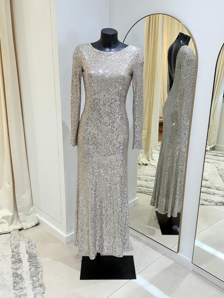 Aniye By- robe sequin argent rosé -1451