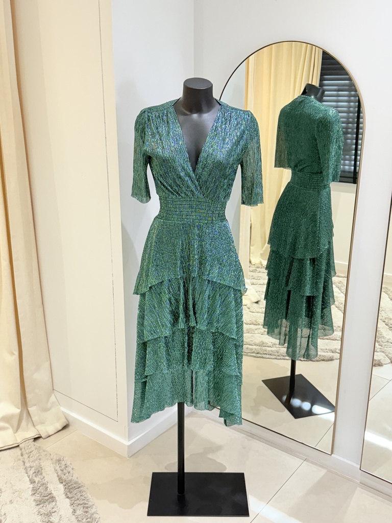 Maje - RUFFINE verte - midi -1452