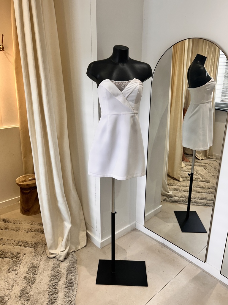 BCBG Robe blanche bustier, dentelle - 1523