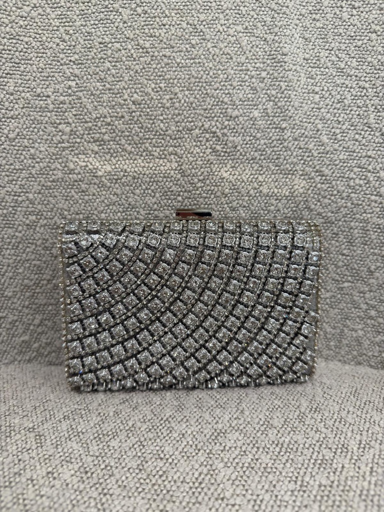 Pochette argentée diamants - A1400