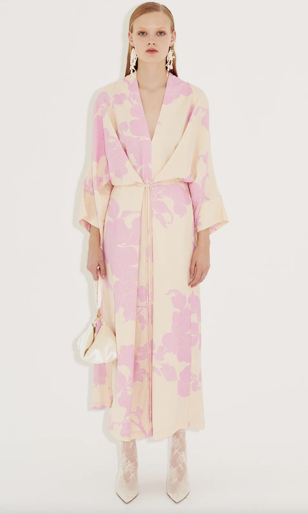 EIKO AI - Robe Kimono Longue Beige et Rose - T38 - C03214