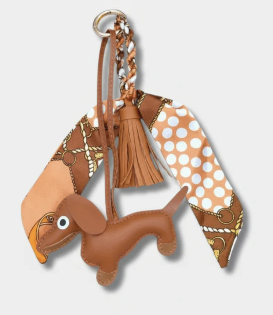 Porte-clefs - chien & foulard brun