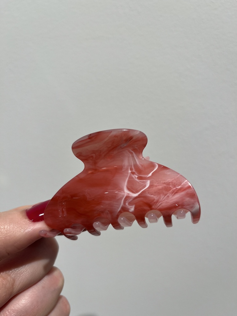 Pince à cheveux effet marbré rose/blanche 