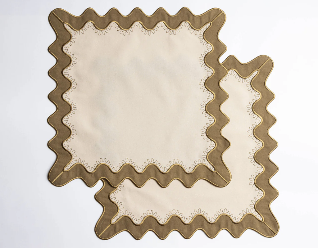 Serviettes de table - beige & navy (lot de 2)