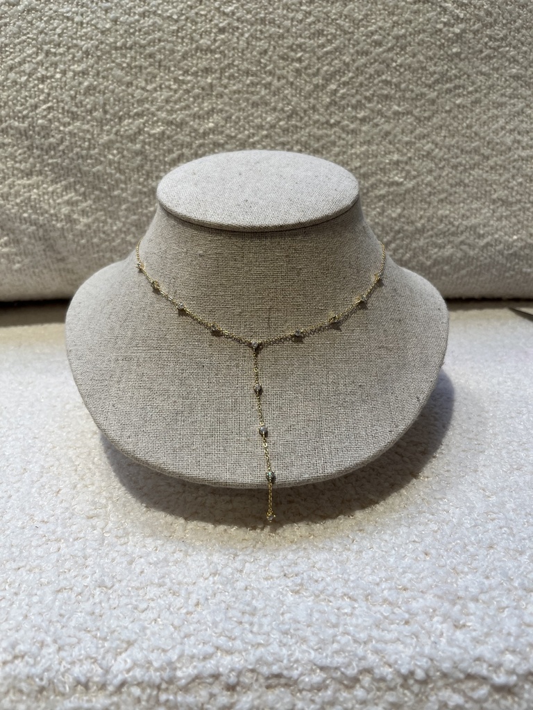 Collier lariat à strass blanc  - Collection PAL      