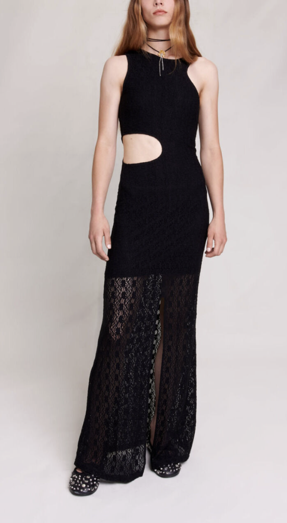 MAJE - Robe Maxi Dentelle Noire - T36 - P0011