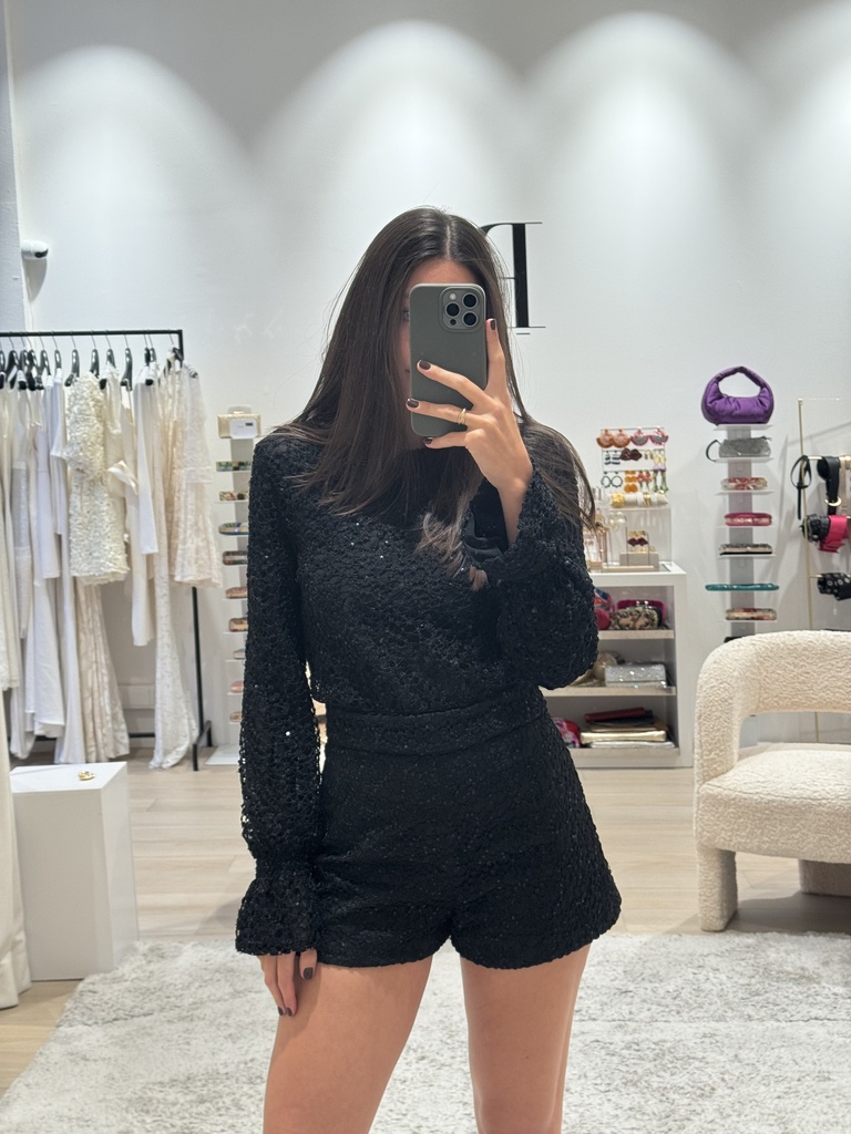 MAJE - Combi-Short Noire Dentelle - T36 - P0013