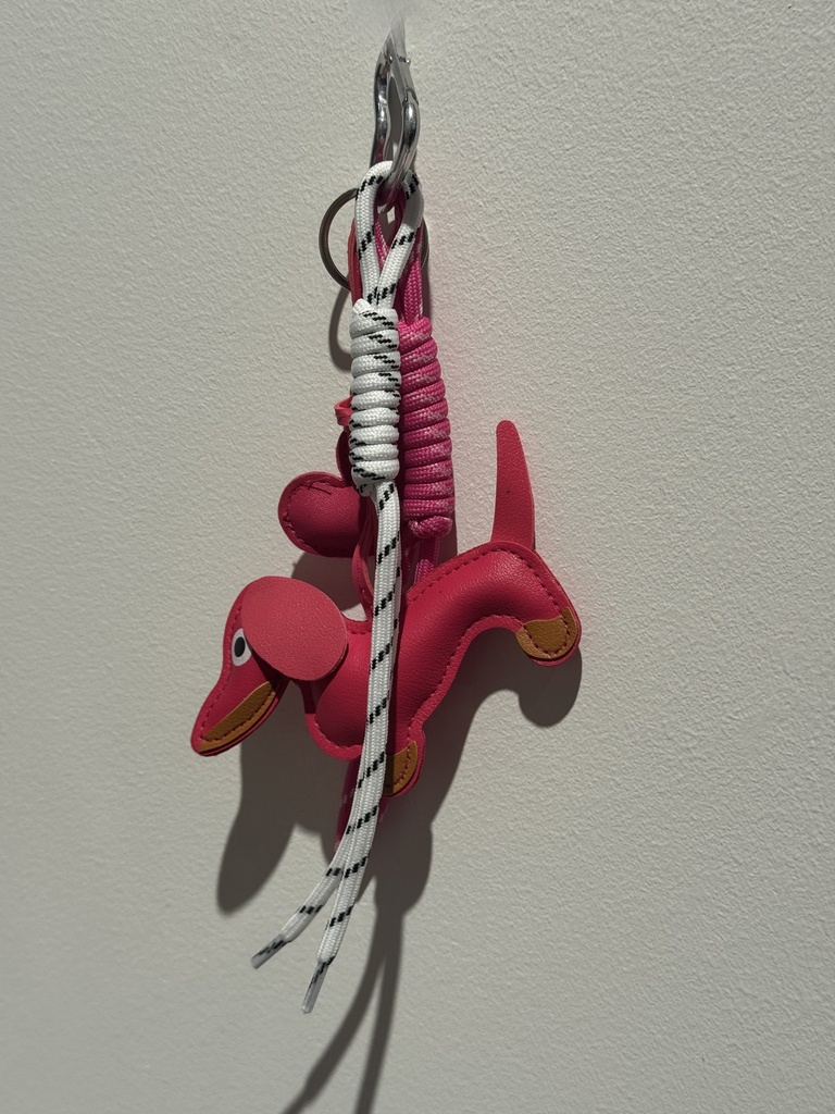 Porte-clefs - chien rose