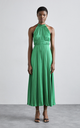 MAJE - Robe Maxi verte satinée  - P0026