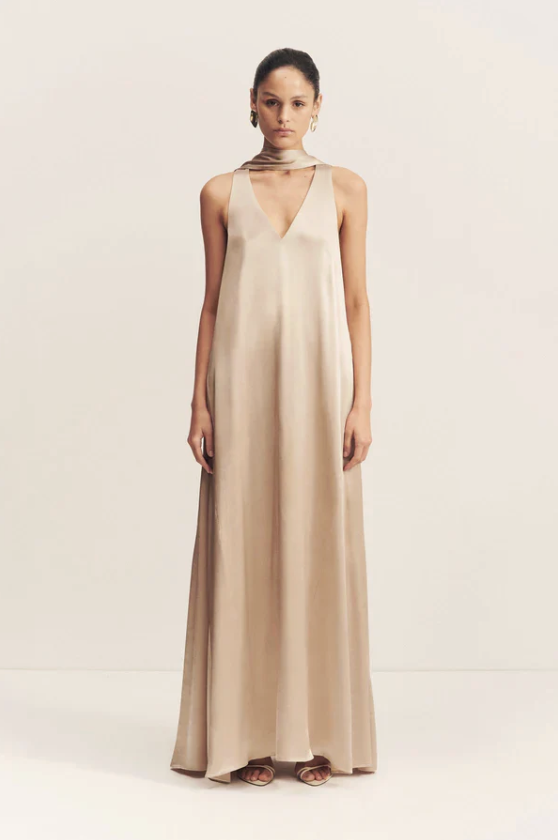 GEORGETTE - Panelled Maxi Dress With Scarf - Shona Joy - T38 - G026