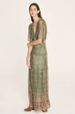 BA&SH  - Robe Maxi Dos nu verte et jaune - T36 - P0039 