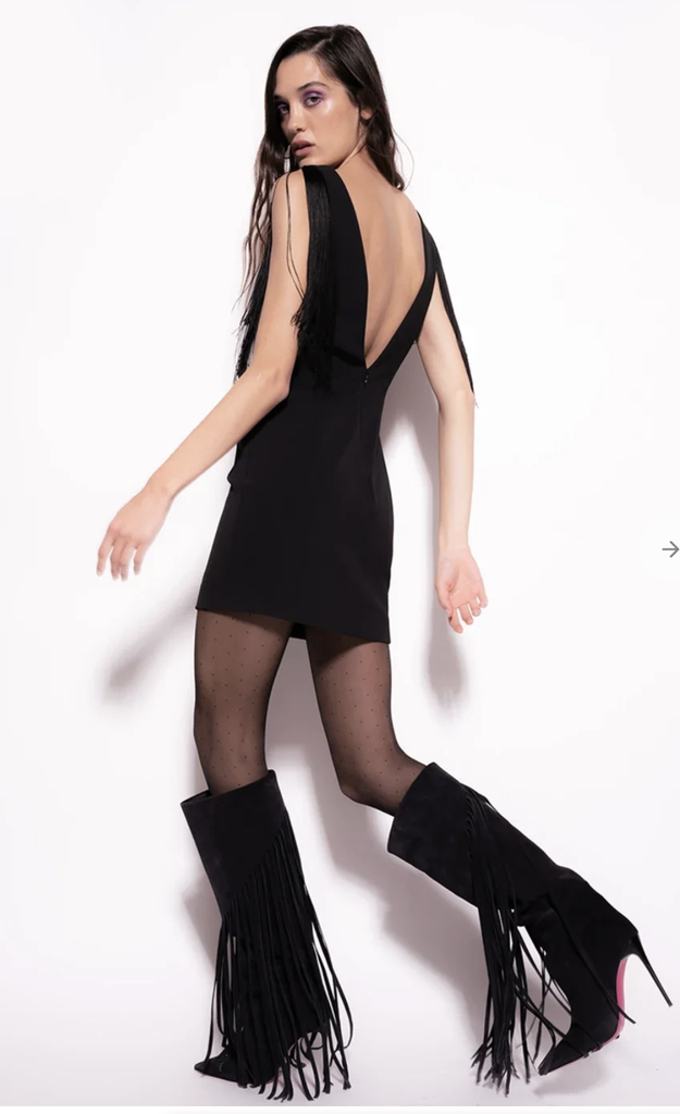 PINKO - Robe Noir à Franges - P0065
