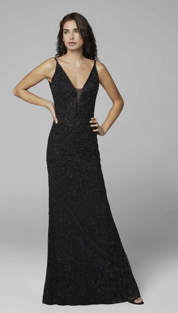 Robe longue noire dentelle - T44 - P0088