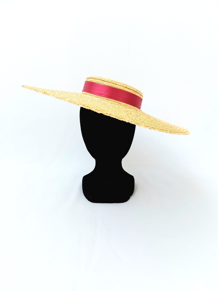 T&O CONCEPT - Chapeau paille à ruban rouge - A552