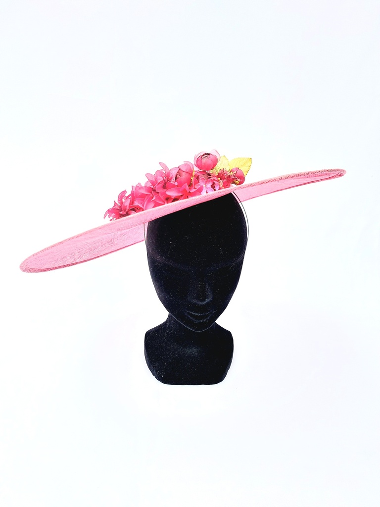 T&O CONCEPT - Chapeau rouge à fleurs rouges  - A639