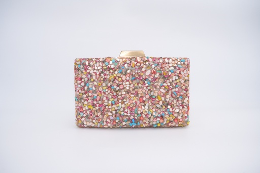 Sac perles multicolores rose jaune bleu - A696