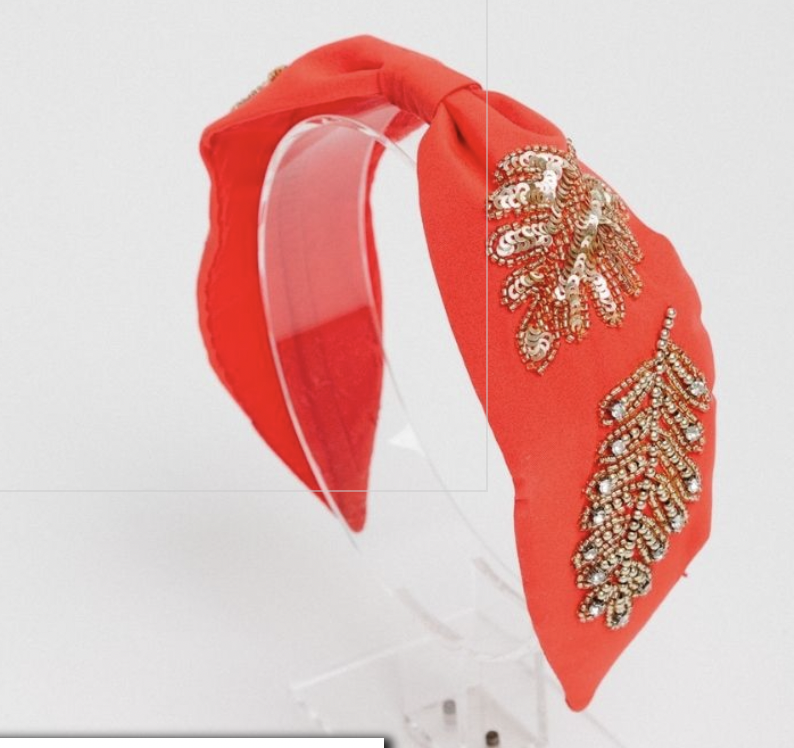 HEADBAND BANDEAU RIGIDE ROUGE DORÉ - A794