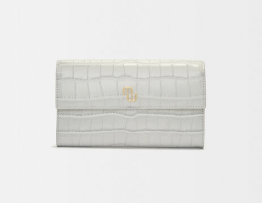 MAJE - Sac Portefeuille Blanc Croco - A829