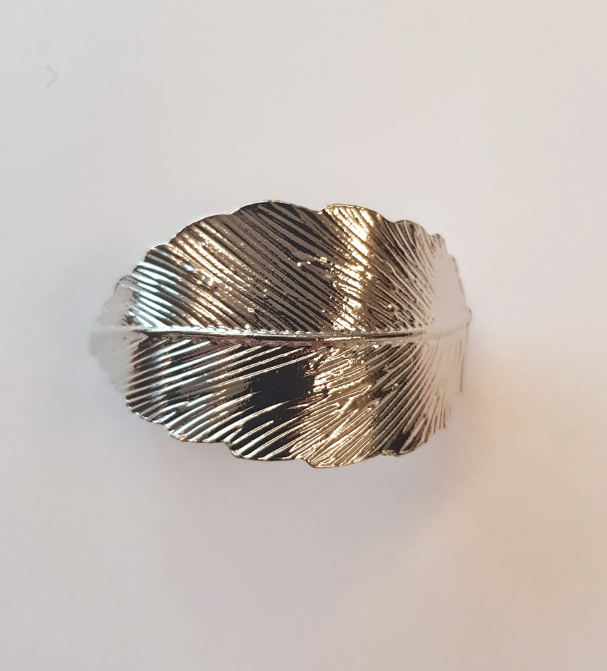 T&O Concept - Pince à cheveux Bombée  Plume - Argentée