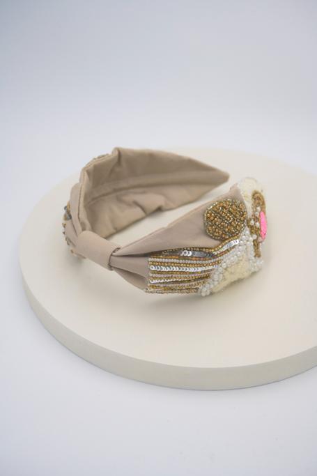 HEADBAND BANDEAU RIGIDE GRIS PERLES - A883