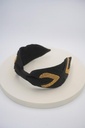HEADBAND BANDEAU RIGIDE NOIR DORÉ PERLES - A888