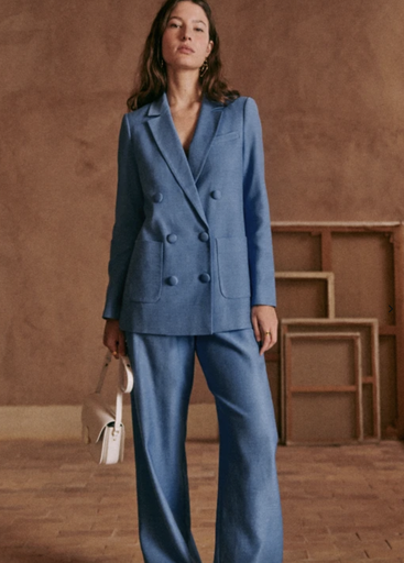 SEZANE - Ensemble Costume Bleu Veste et Pantalon - T42 - C03025