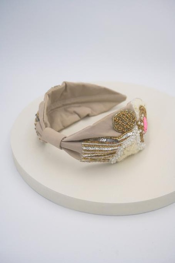 [A883] HEADBAND BANDEAU RIGIDE GRIS PERLES - A883